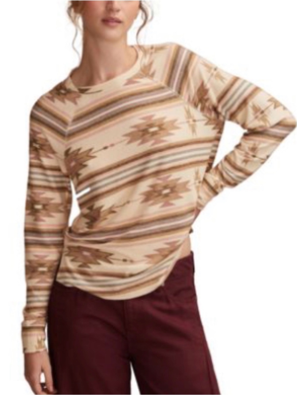 Lucky Brand Women's Cloud Long Sleeve Crew Neck Sweater XL Southwestern Flair